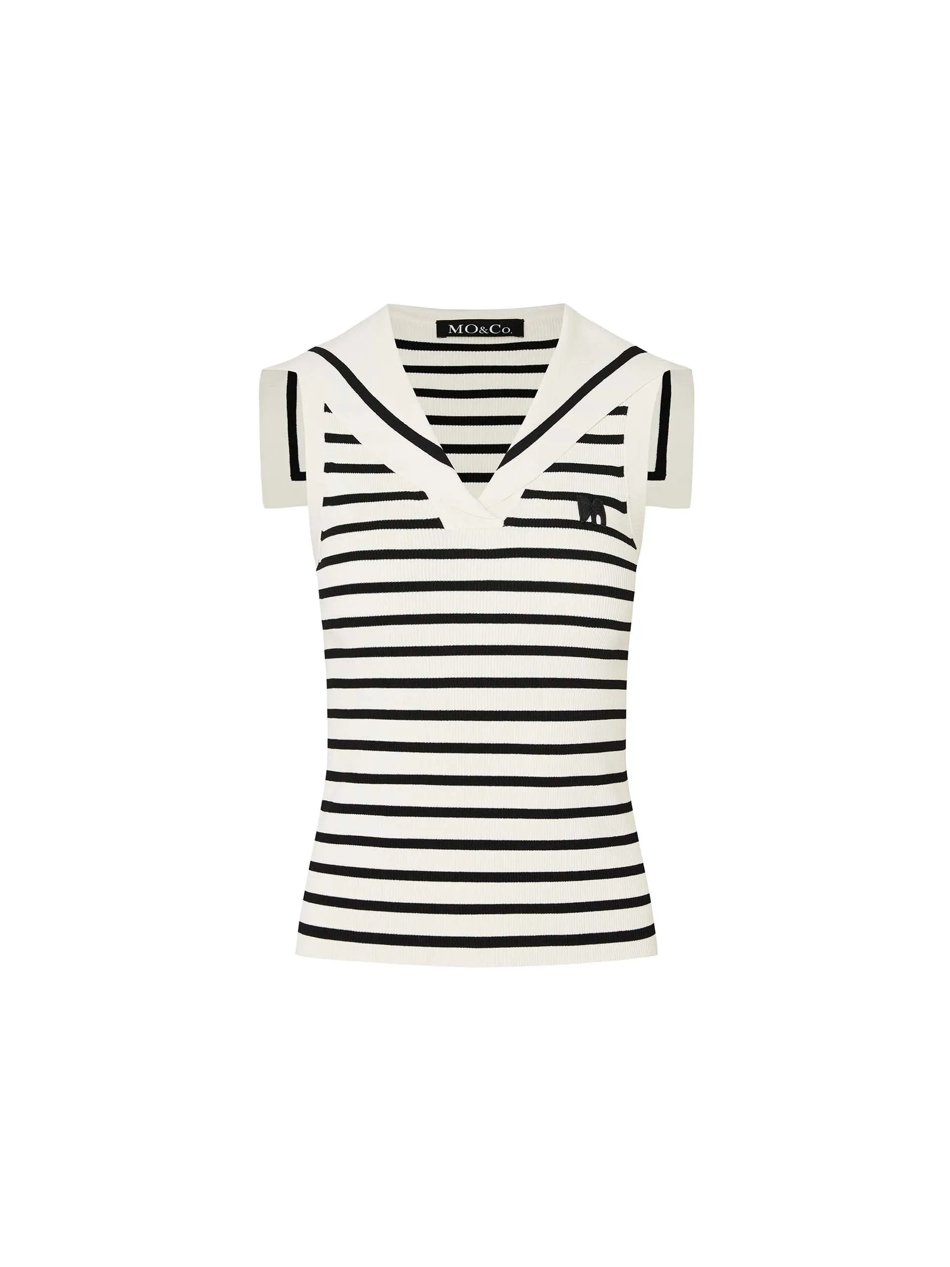Striped Navy Collar Knit Top