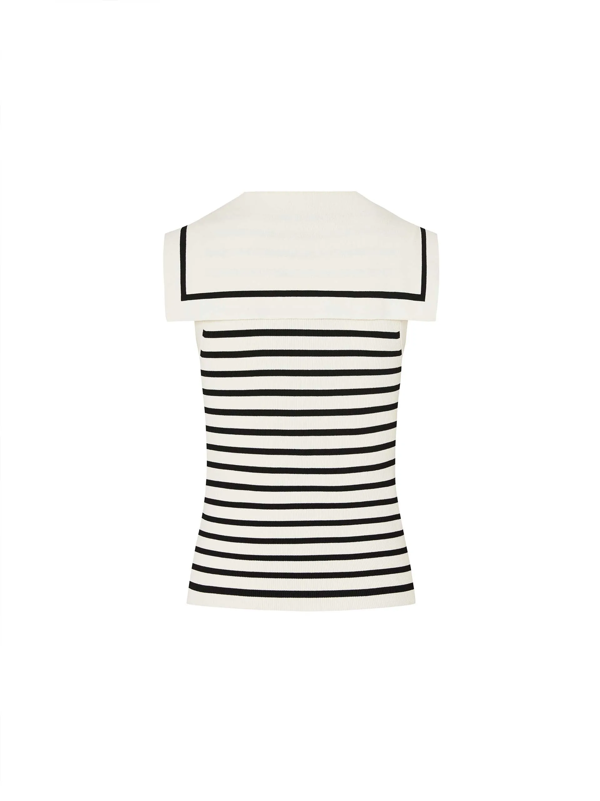 Striped Navy Collar Knit Top