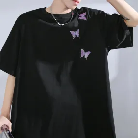 Summer Cotton UV Temperature Change Butterfly T-shirt top