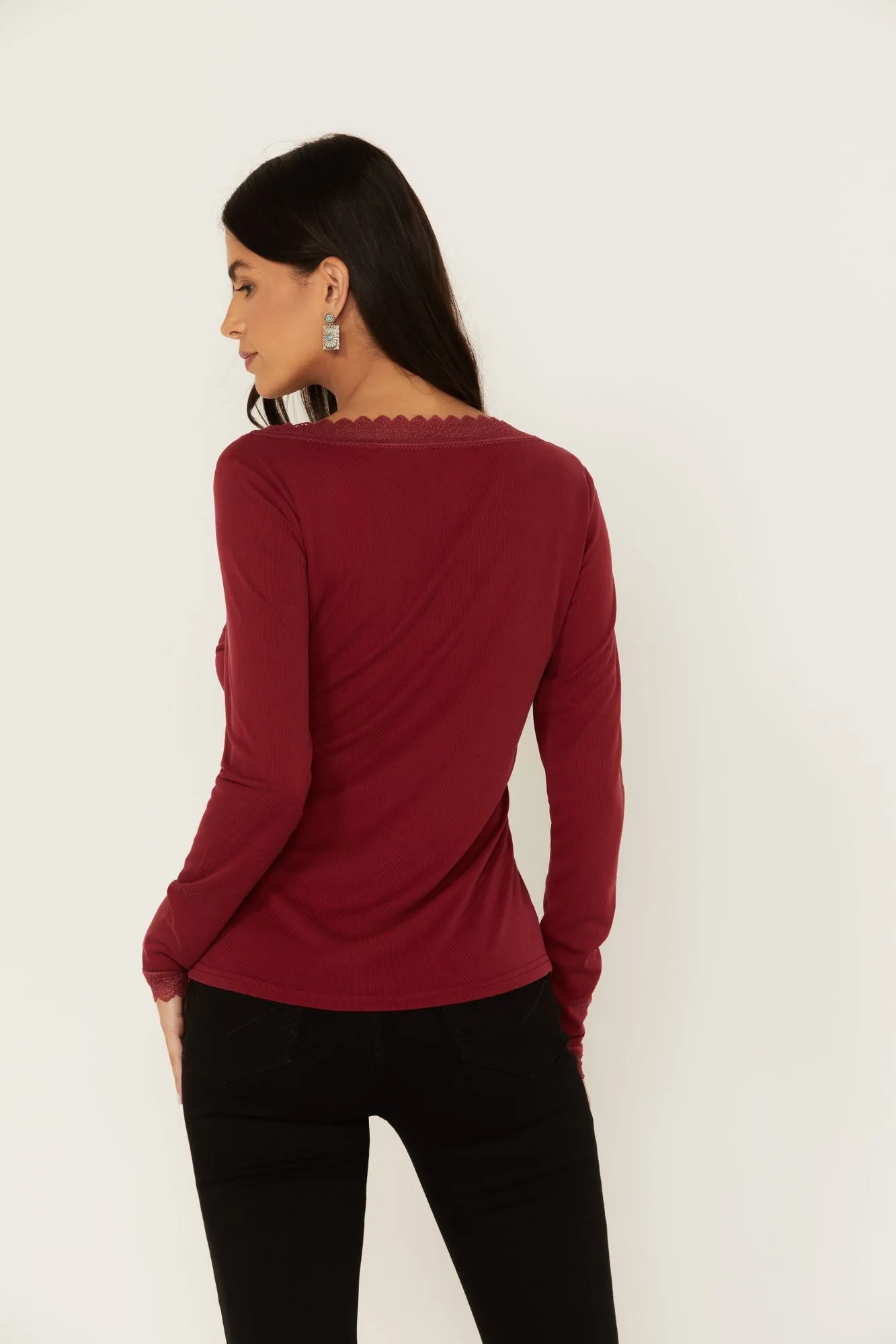 Taft Lace Insert Henley Top