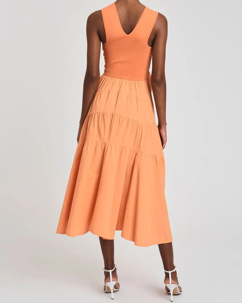 Tangerine Mixed Media Alivia Racerback Midi Dress