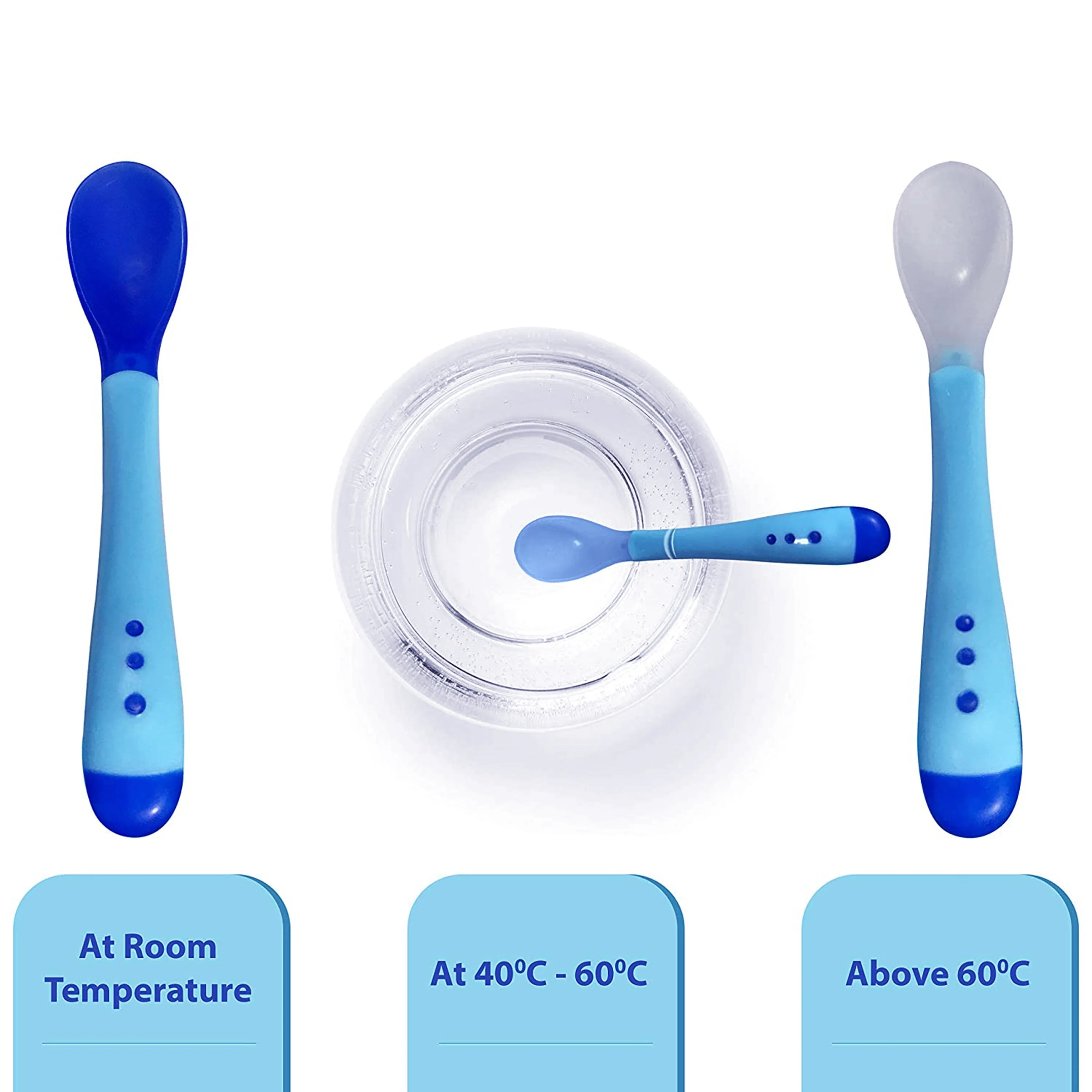 THE LITTLE LOOKERS Silicone Tip Heat Sensitive Silicone Spoons | Temperature Sensing Spoons | Fork Set(Red, Blue& Yellow)
