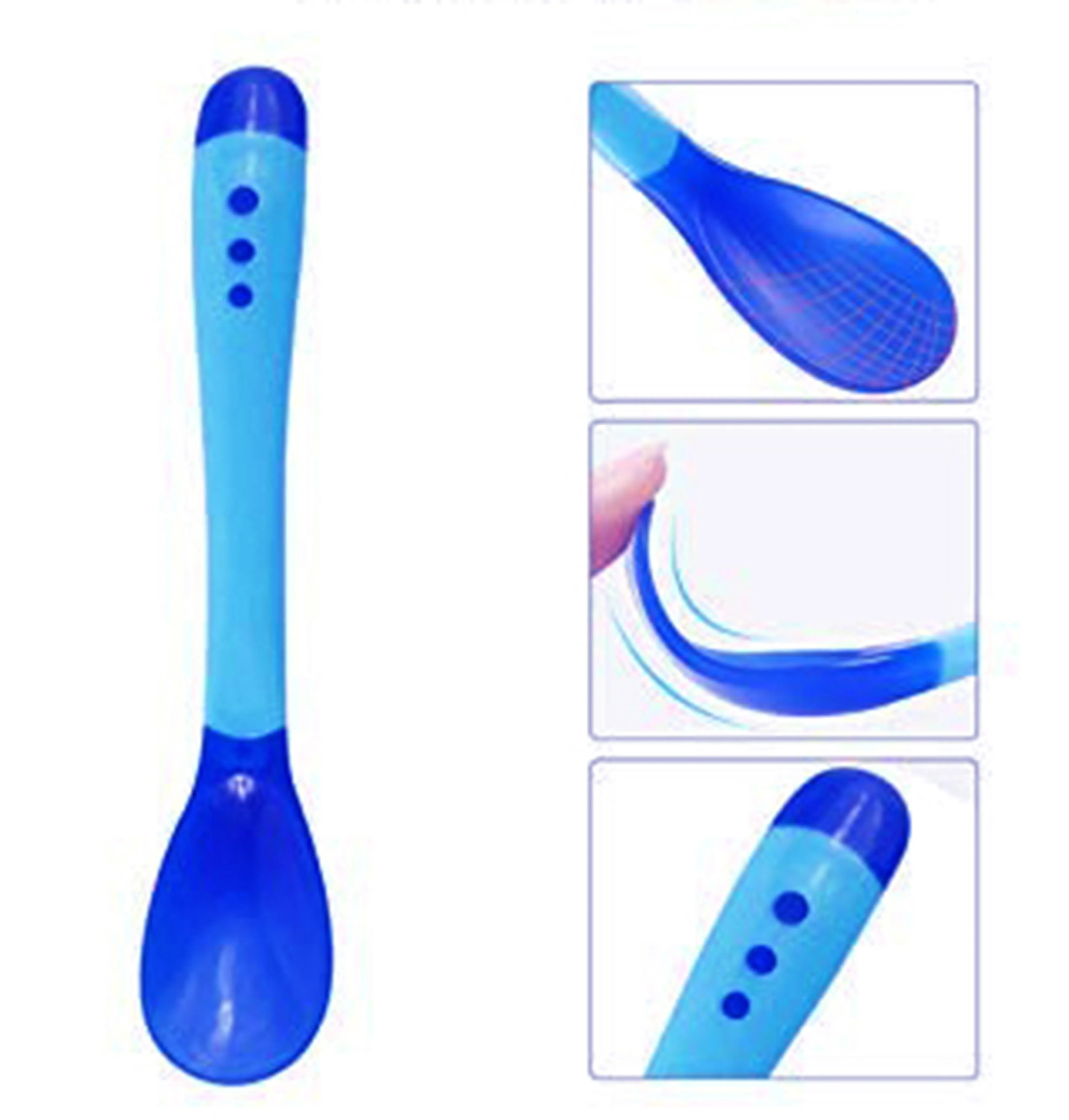 THE LITTLE LOOKERS Silicone Tip Heat Sensitive Silicone Spoons | Temperature Sensing Spoons | Fork Set(Red, Blue& Yellow)