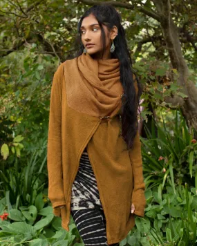 Thea Cowl Neck Hooded Cardigan Jacket Camel