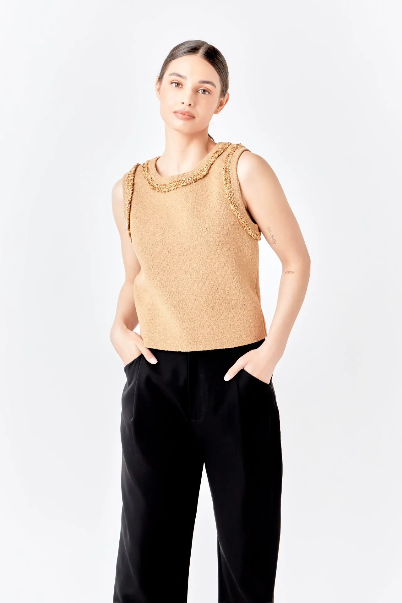 Trim Detail Knit Tank Top