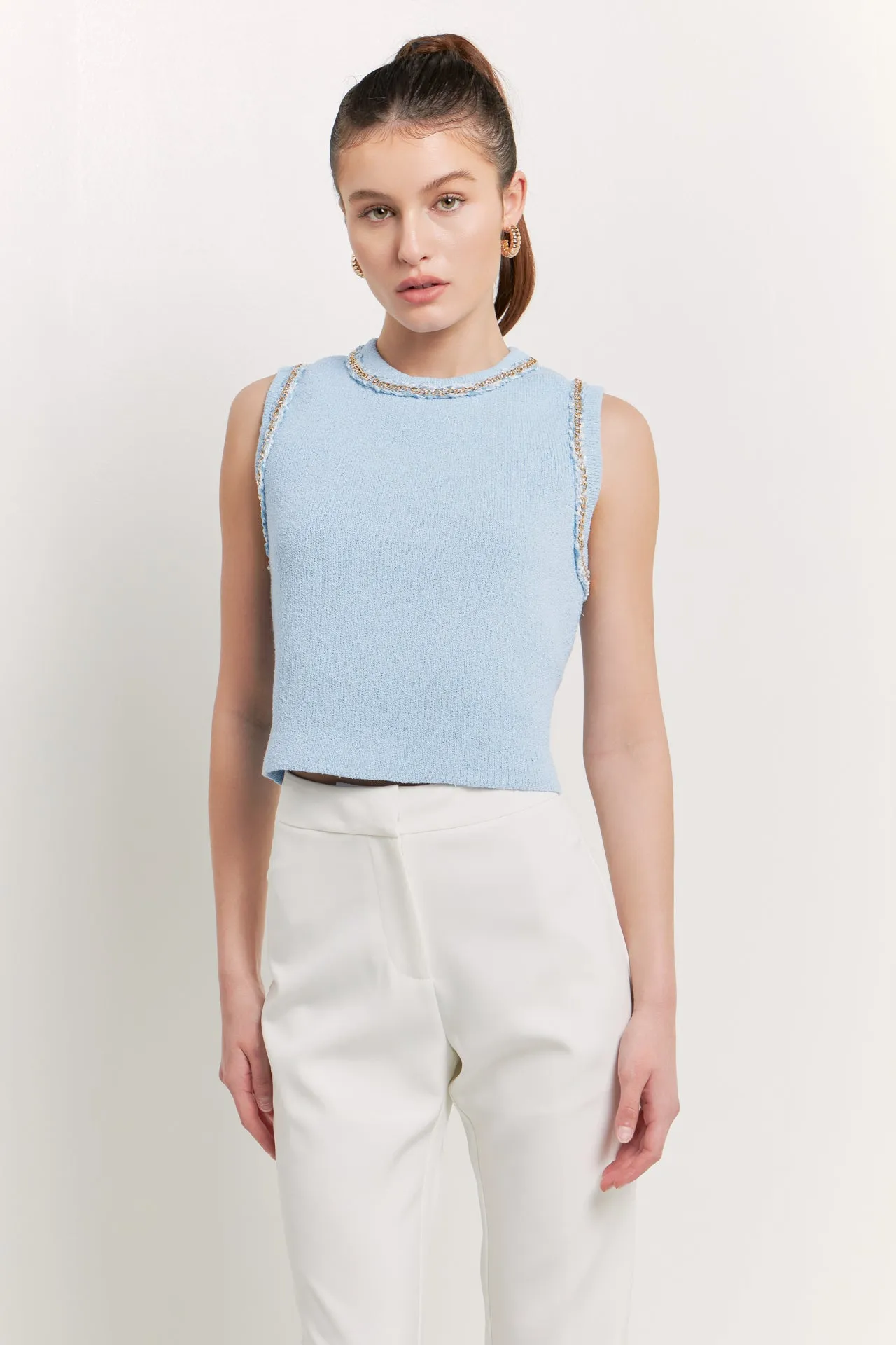 Trim Detail Knit Tank Top