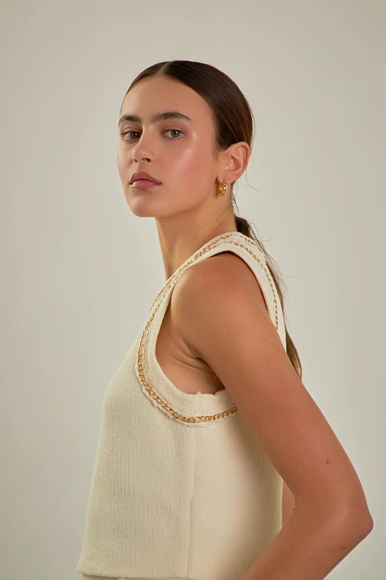 Trim Detail Knit Tank Top