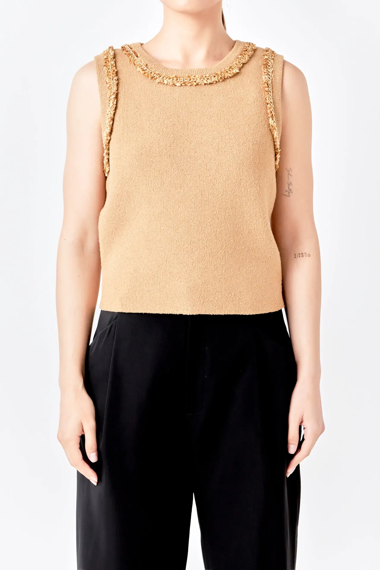 Trim Detail Knit Tank Top