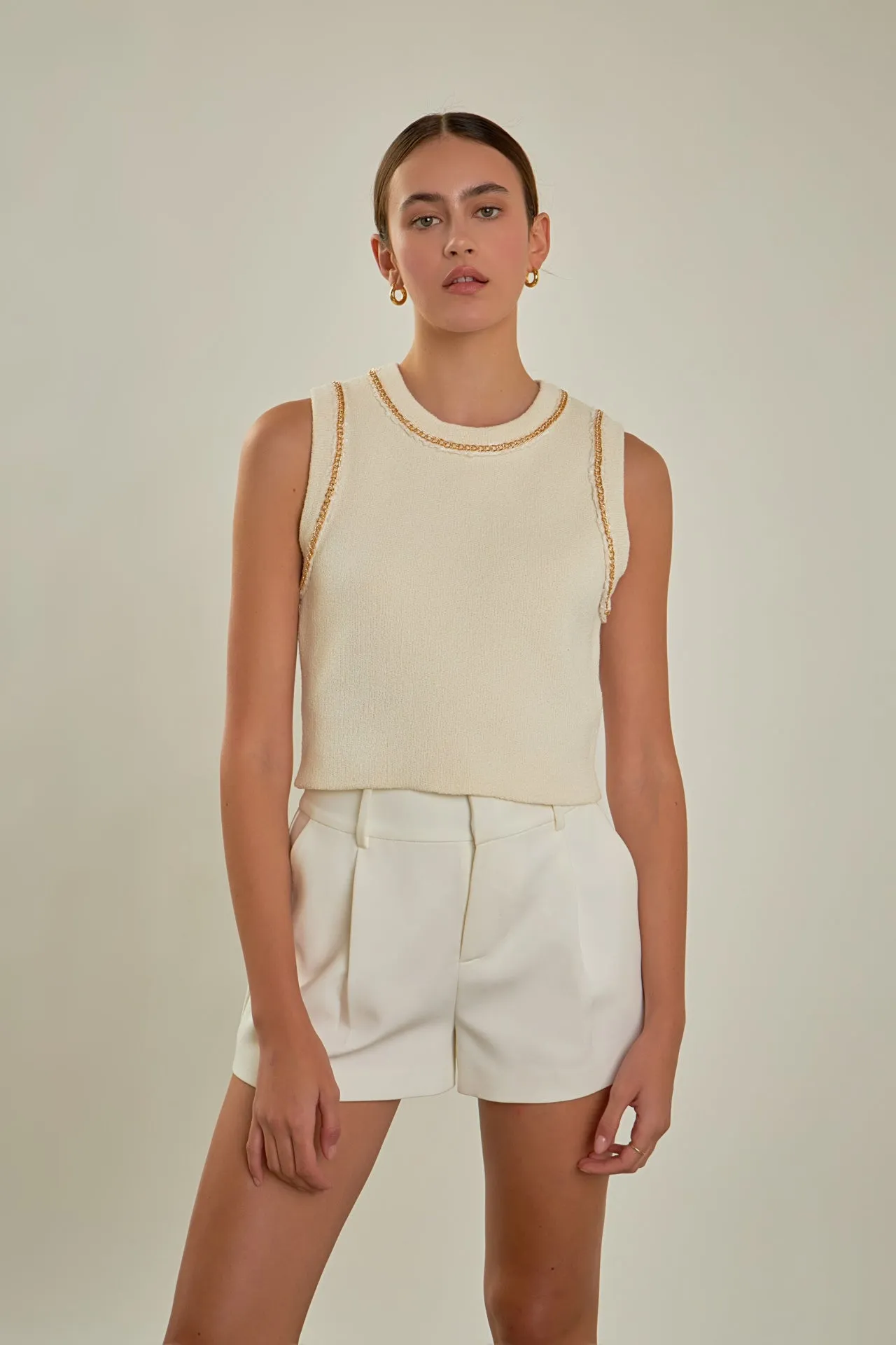 Trim Detail Knit Tank Top