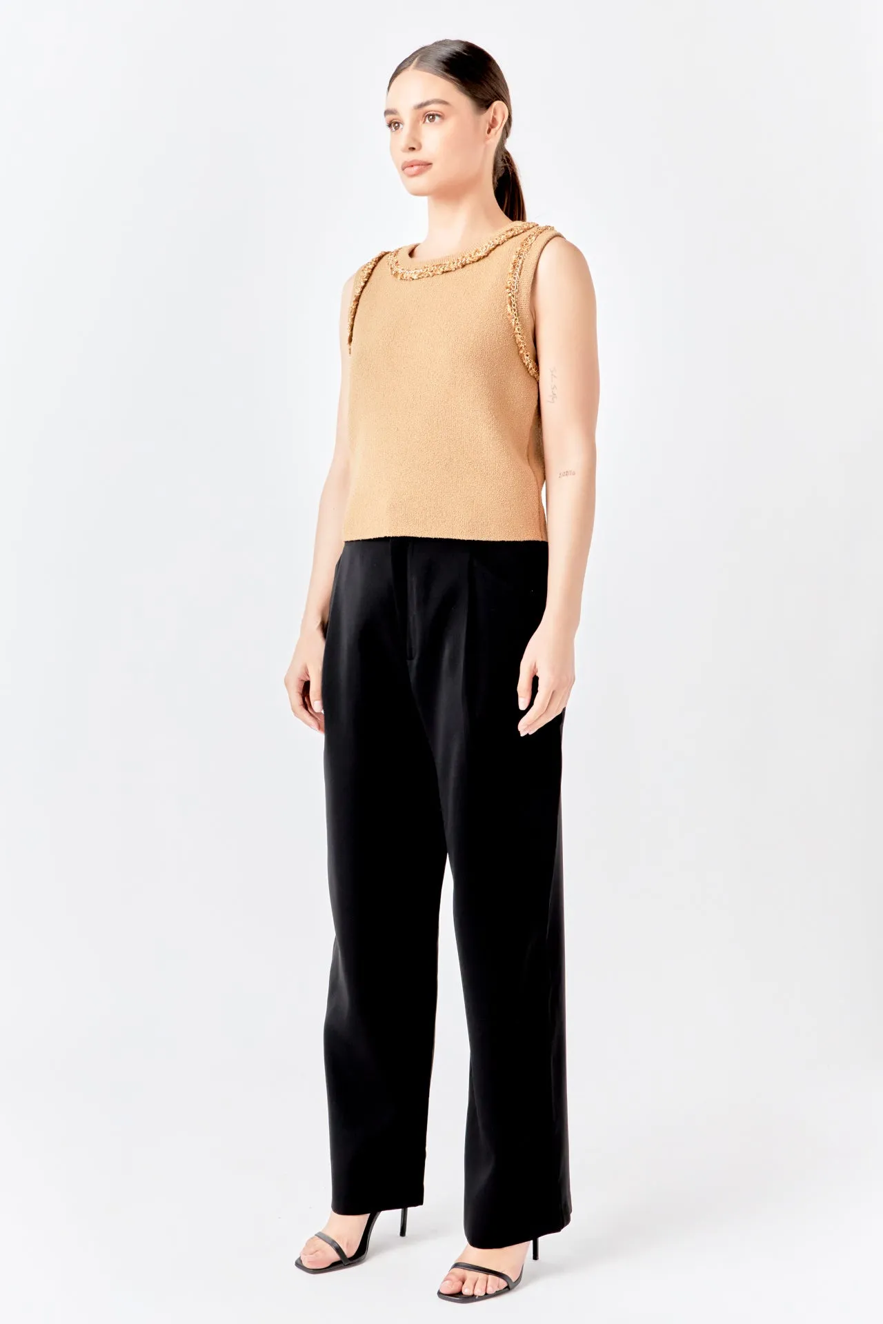 Trim Detail Knit Tank Top