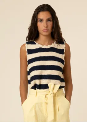Uma Knit Top (Navy/Cream)