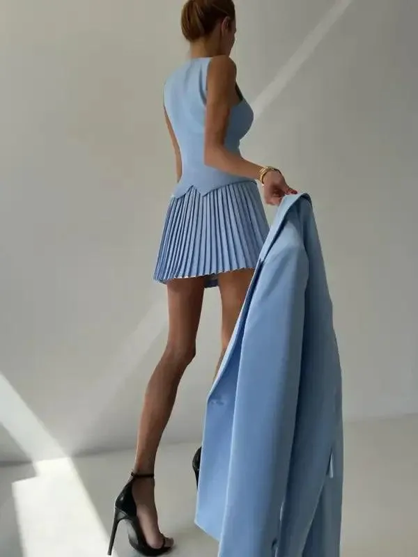 V-Neck Two-Piece Skirt Set for Women