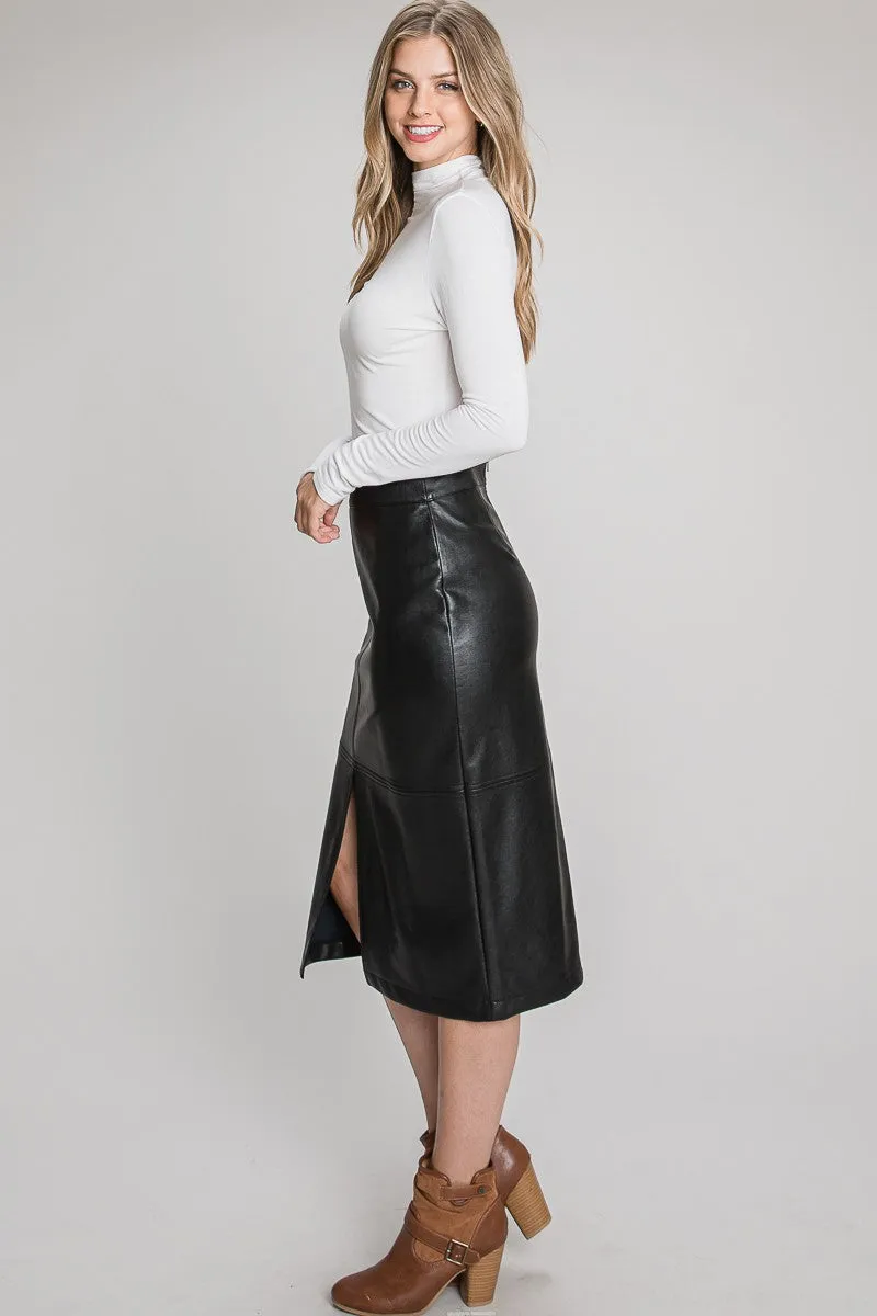 Victoria Faux Leather Midi Skirt