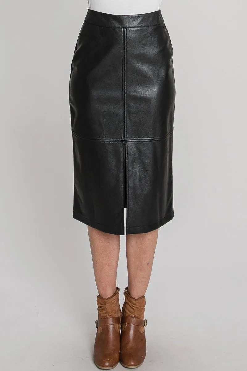 Victoria Faux Leather Midi Skirt
