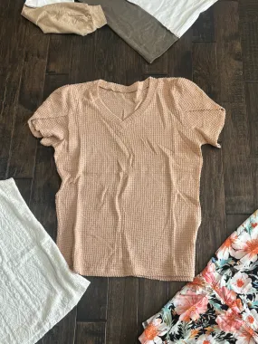Waffle knit petal sleeve top