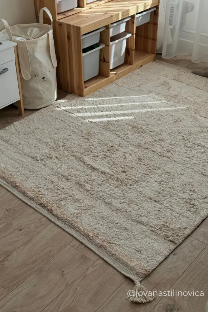 WASHABLE AREA RUG BLOOM NATURAL