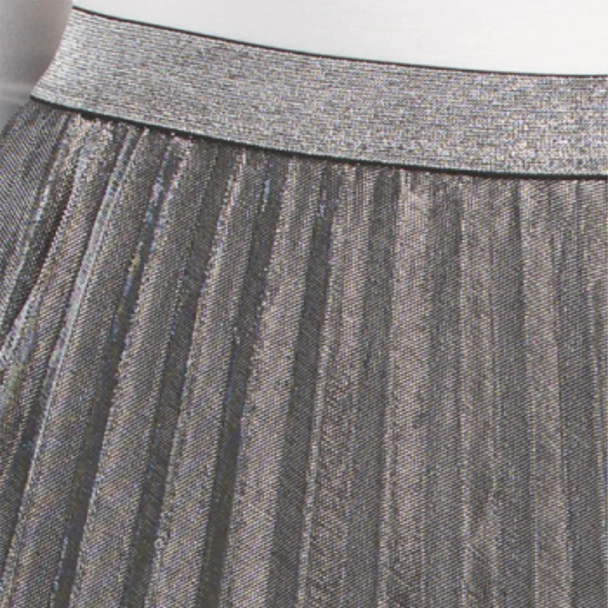 WDNY Women's Plus Metallic Shimmer Pleated Midi Skirt