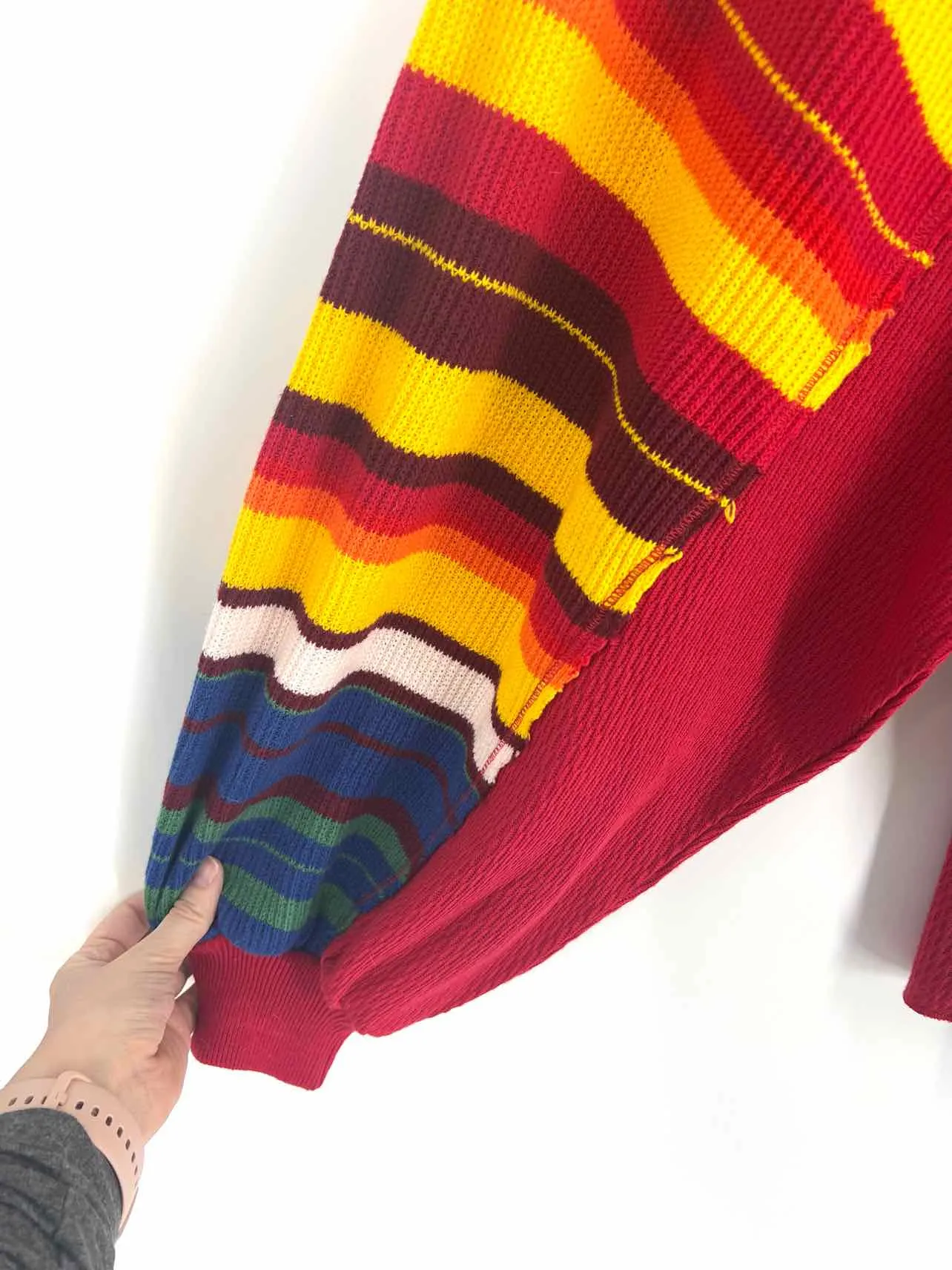 We The Free Size M Rd/Or/Yw Stripe Knit Tops Top-Long Sleeve