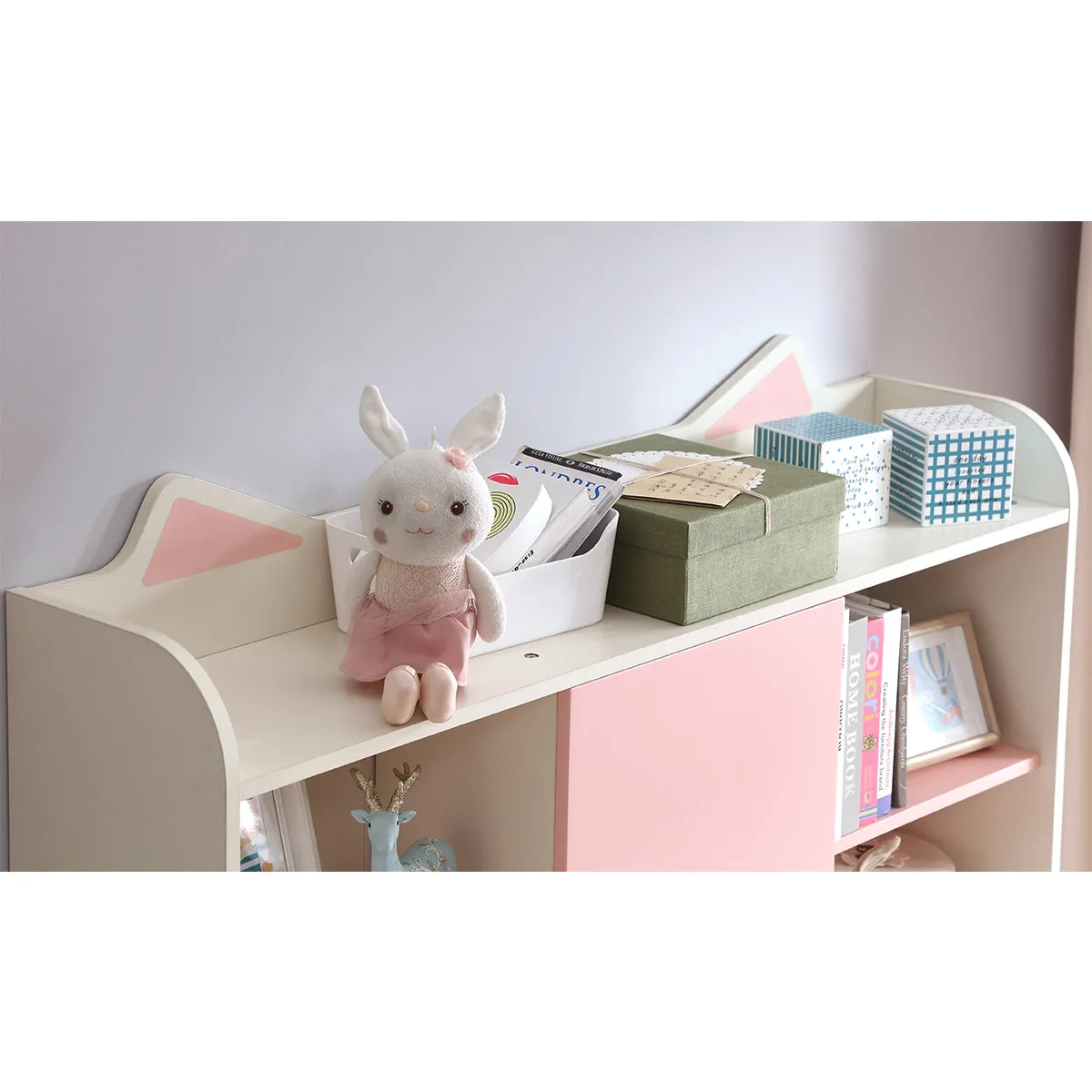 Whimsical Kitty Cat Tall Bookcase and Pink Study Table