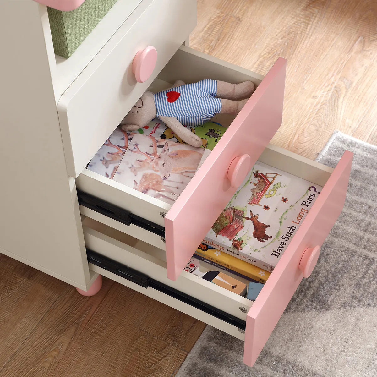 Whimsical Kitty Cat Tall Bookcase and Pink Study Table