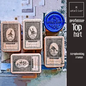 Whimsical Professor Top Hat Scrapbooking Wooden Stamps