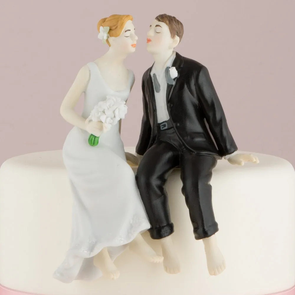 Whimsical Sitting Bride and Groom (Caucasian)