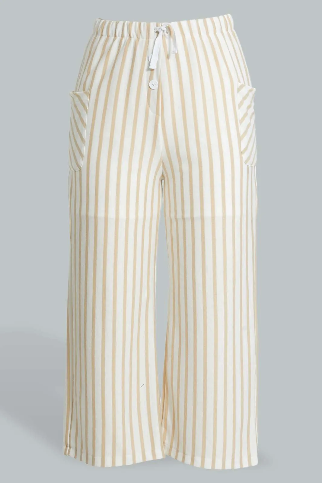 White And Beige Stripe Culotte