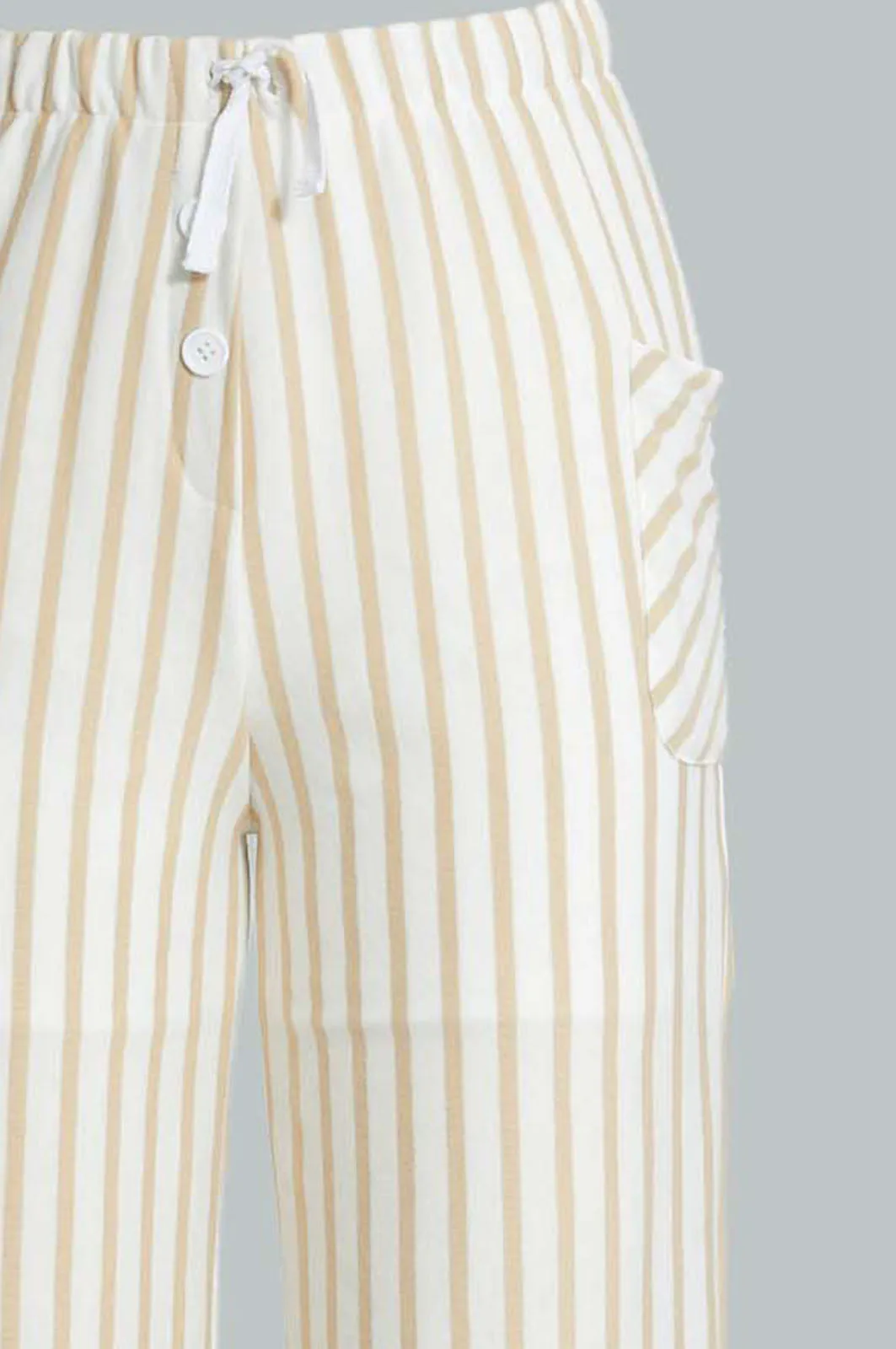 White And Beige Stripe Culotte