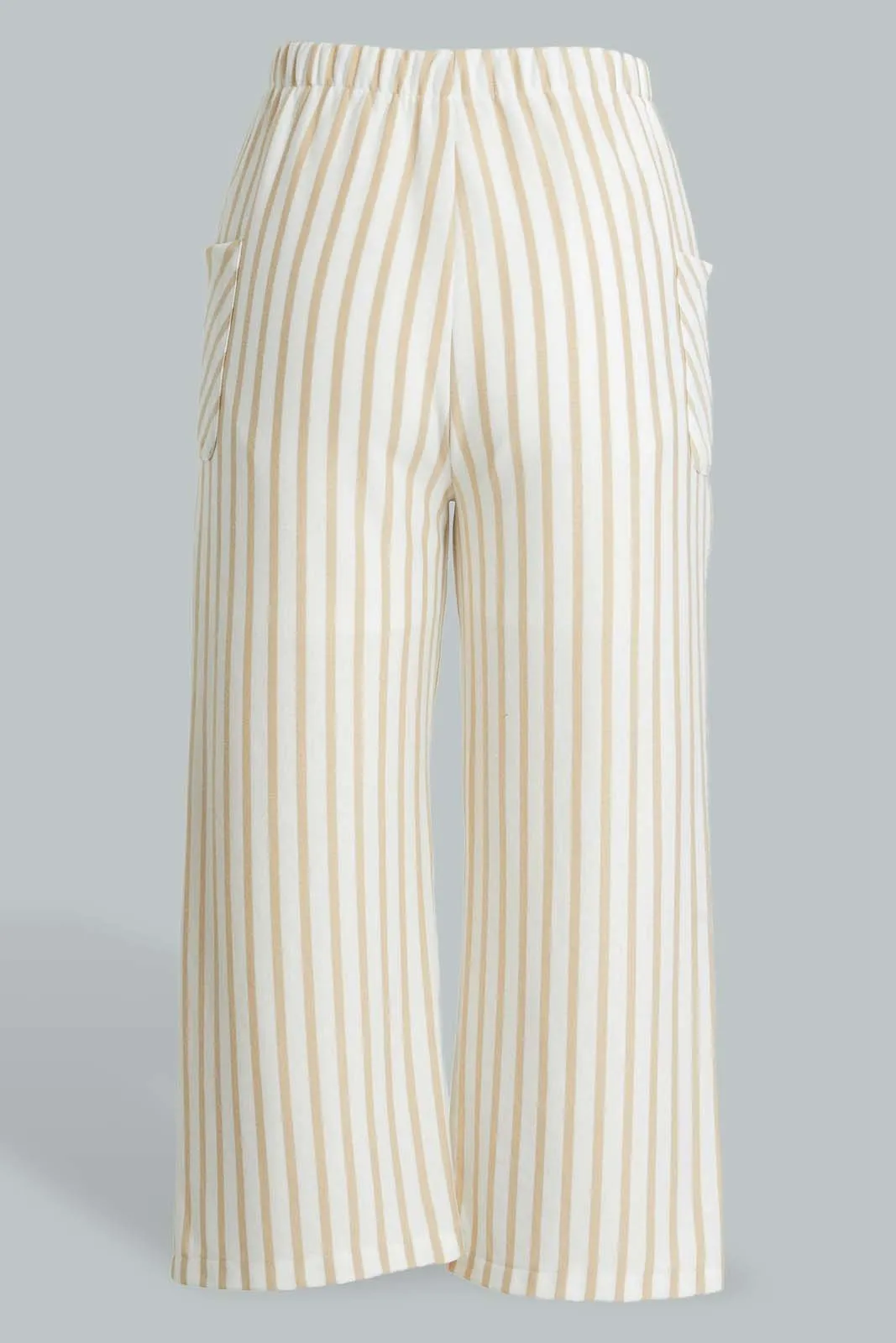 White And Beige Stripe Culotte