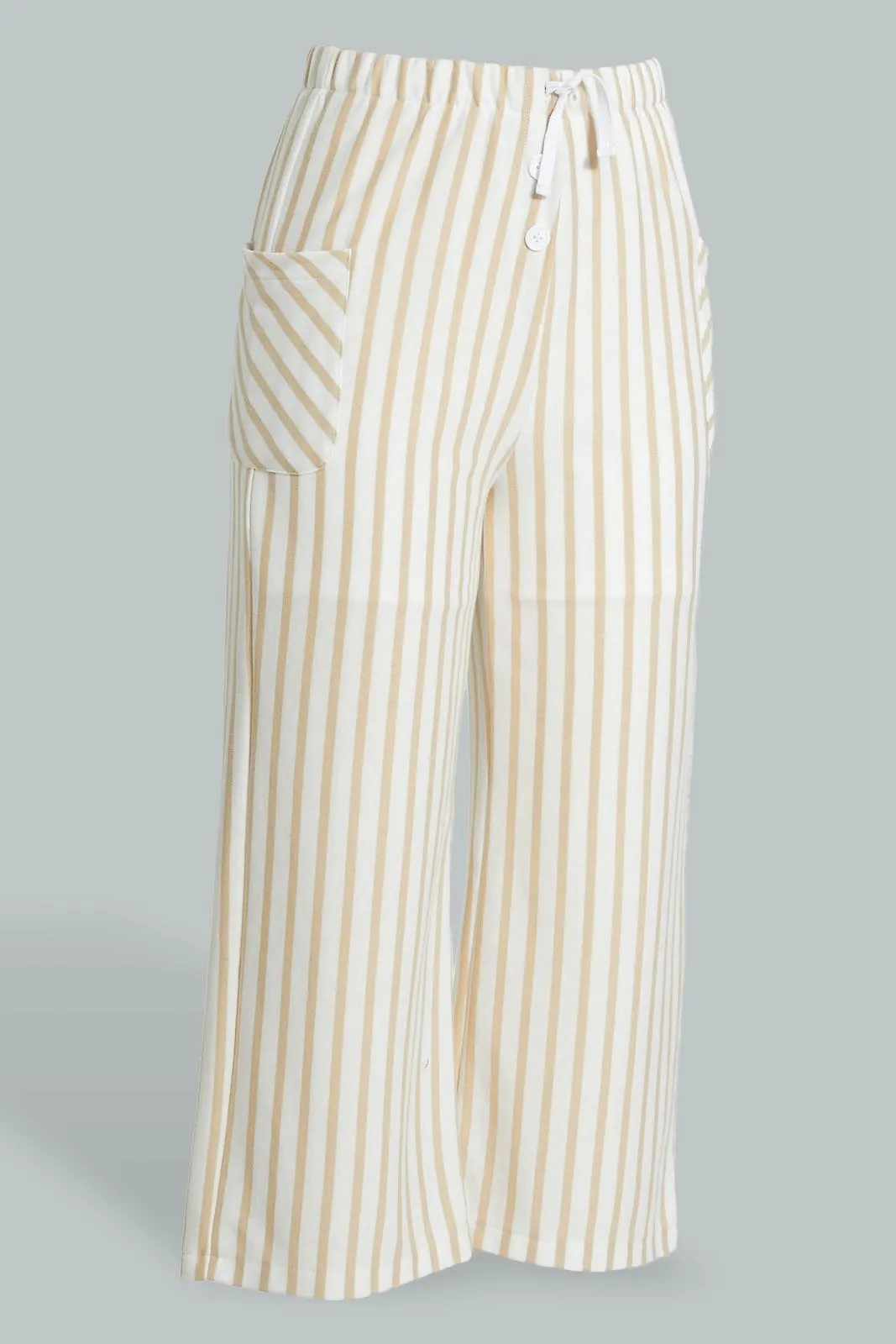 White And Beige Stripe Culotte