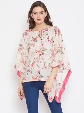 White Flora Kaftan Top with Hand Embroidery