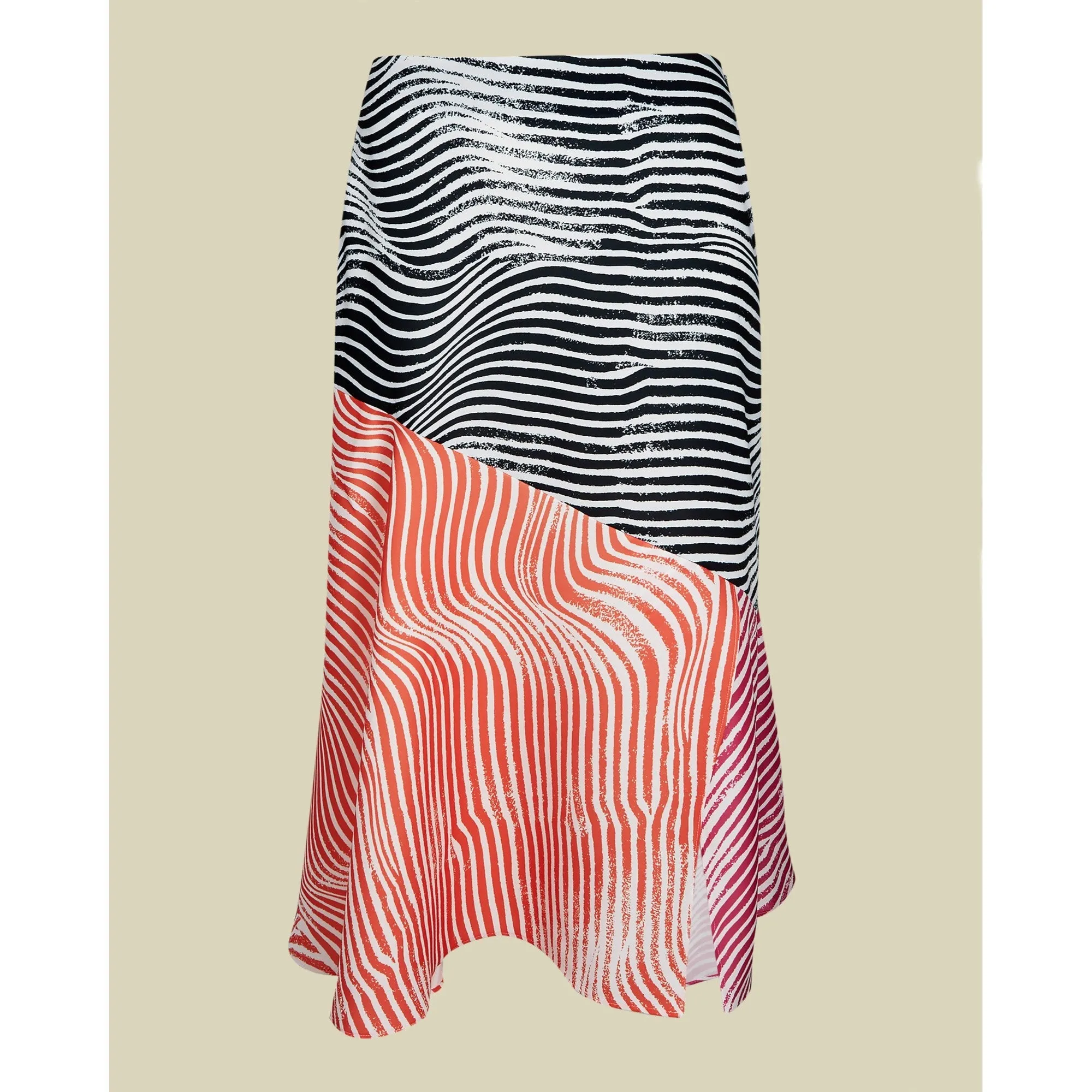 Women Canddra-Contrast Panelled Midi Skirt - Ivory