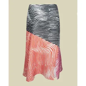 Women Canddra-Contrast Panelled Midi Skirt - Ivory