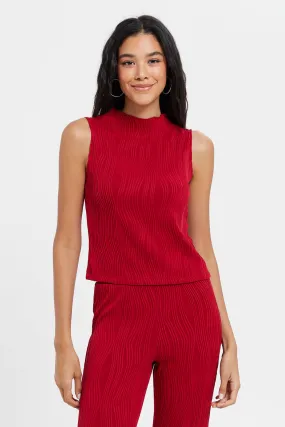 Women Red Textured Knit Top