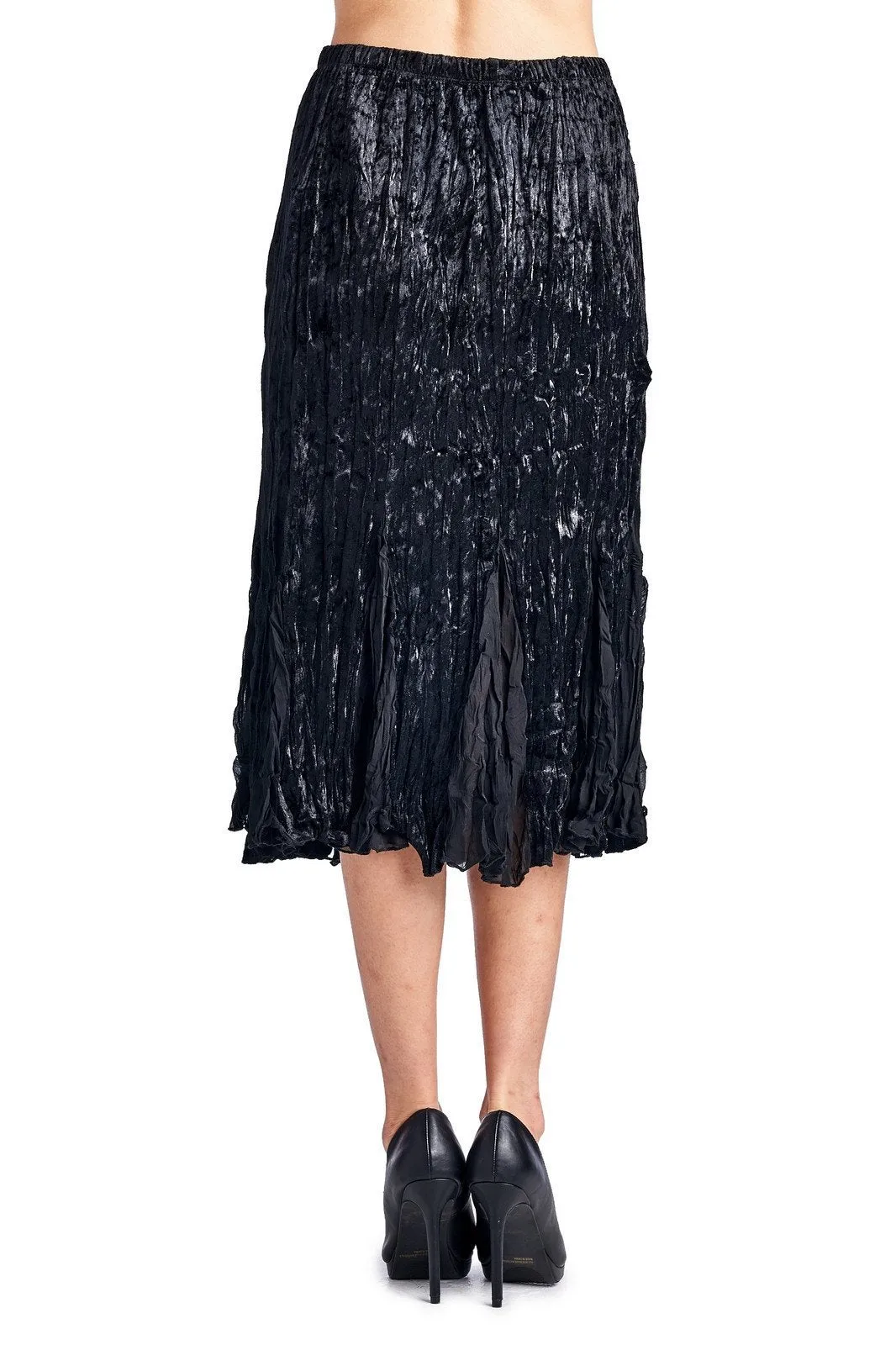 Women's Pleated Velour with Chiffon Long Skirt