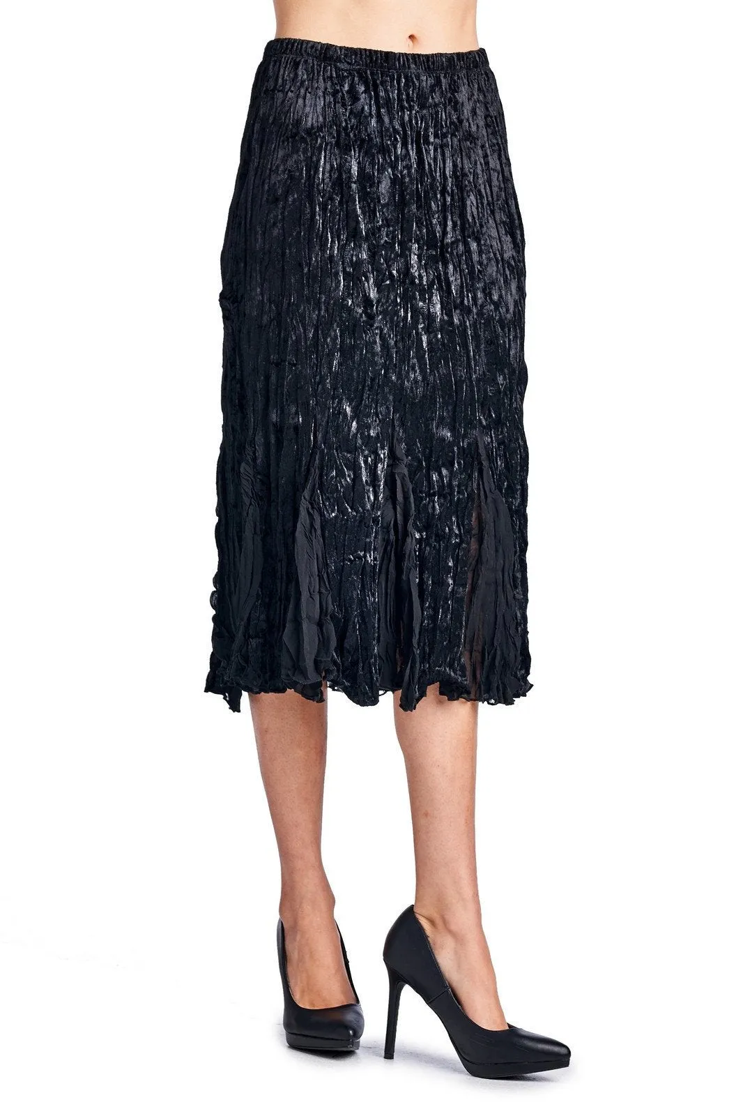Women's Pleated Velour with Chiffon Long Skirt