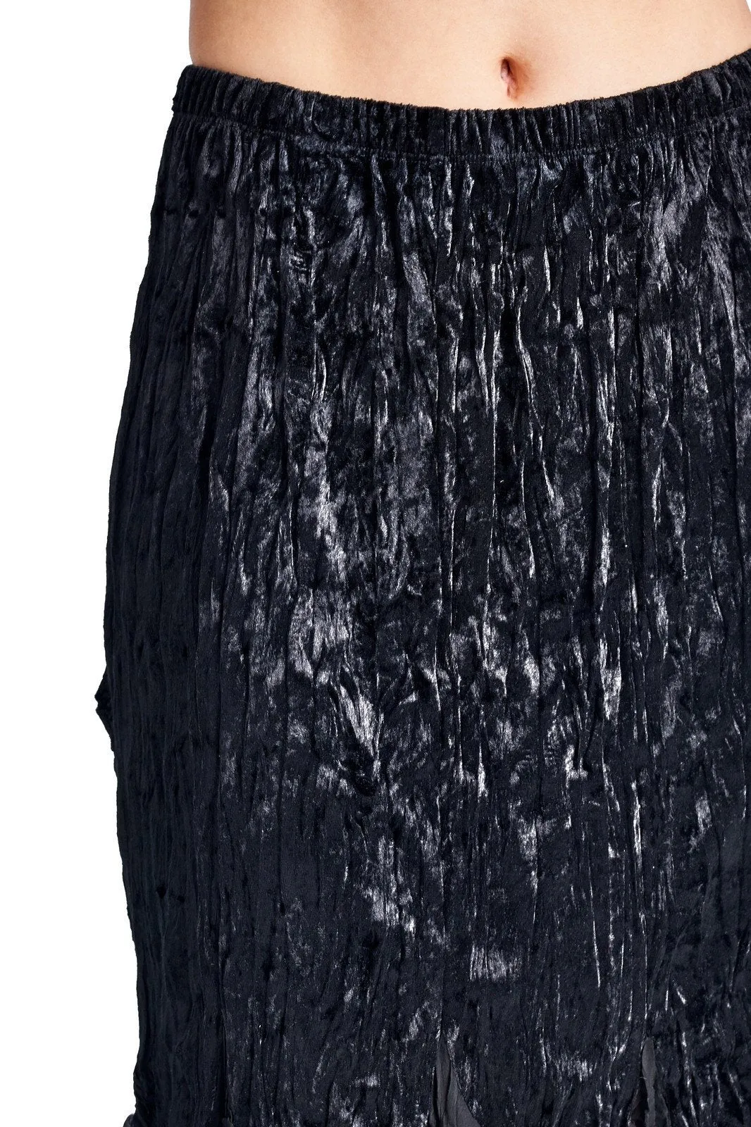 Women's Pleated Velour with Chiffon Long Skirt