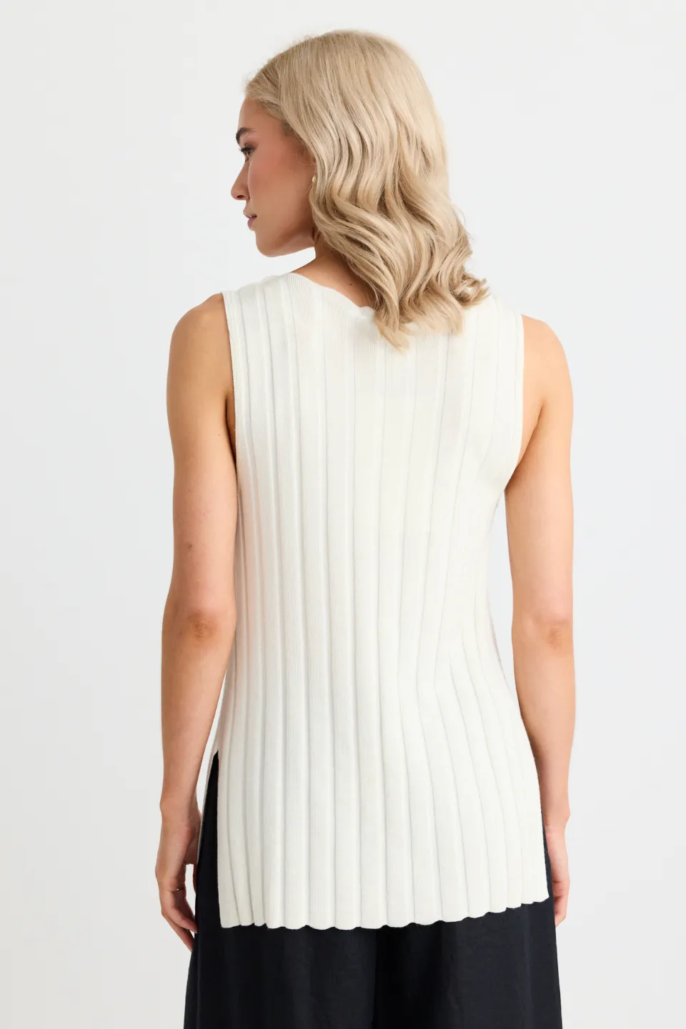 Woodstock Ivory Rib Knit Tank Top