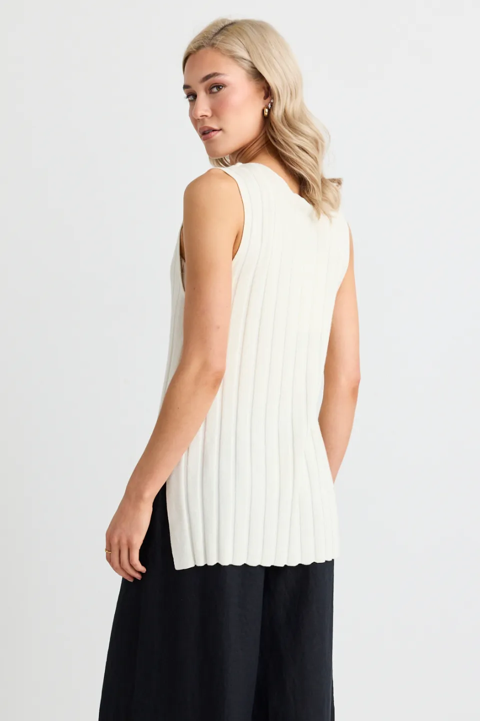 Woodstock Ivory Rib Knit Tank Top
