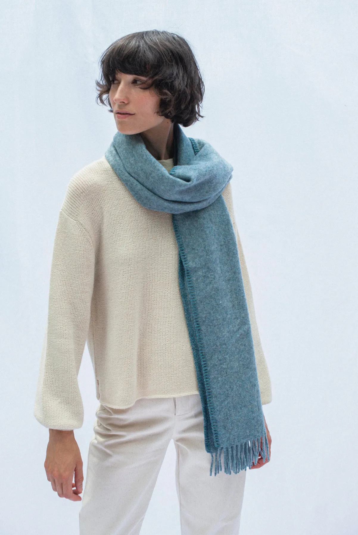 wool scarf - paolo - light blue