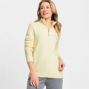 Zip Collar Jumper in  Pale Yellow Melange