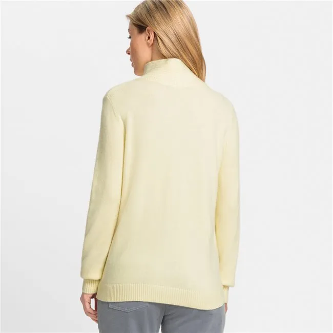 Zip Collar Jumper in  Pale Yellow Melange